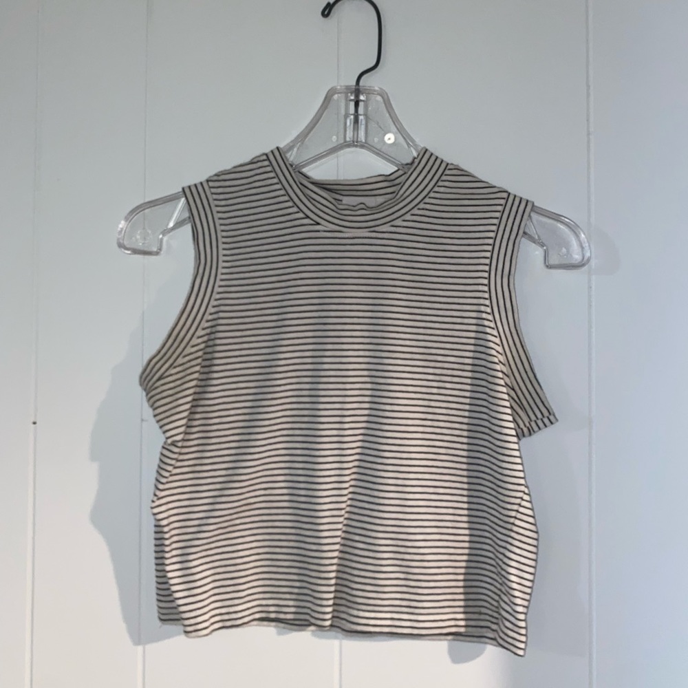 Black and white stripped cropped tank